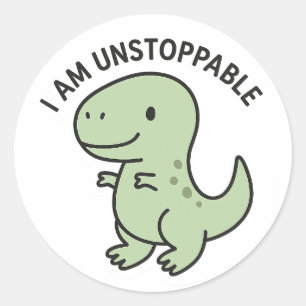 Redondo Eu Sou T‑Rex Imparável – Adesivo de Dinossauro Fof