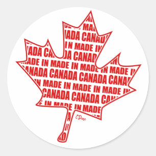 Redondo Fabricado no Canadá com um adesivo de bolso de fo