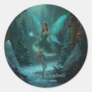 Redondo Fada de Natal com um Toque de Magia Adesivo