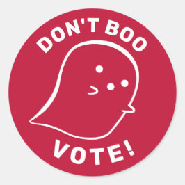 Redondo Fantasma Bonita Não Boo, Vote! Adesivo