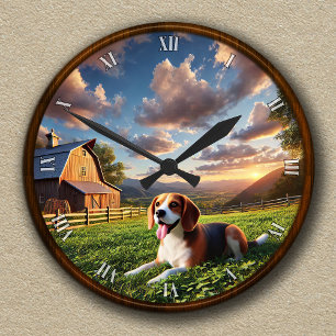 Redondo Farmhouse Cênico Personalizável e Relógio de Beagl
