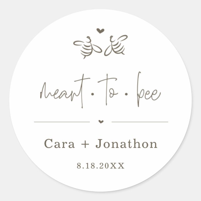 Redondo Favor de Pote de Mel Meant to Bee / Adesivo de Pac (Frente)