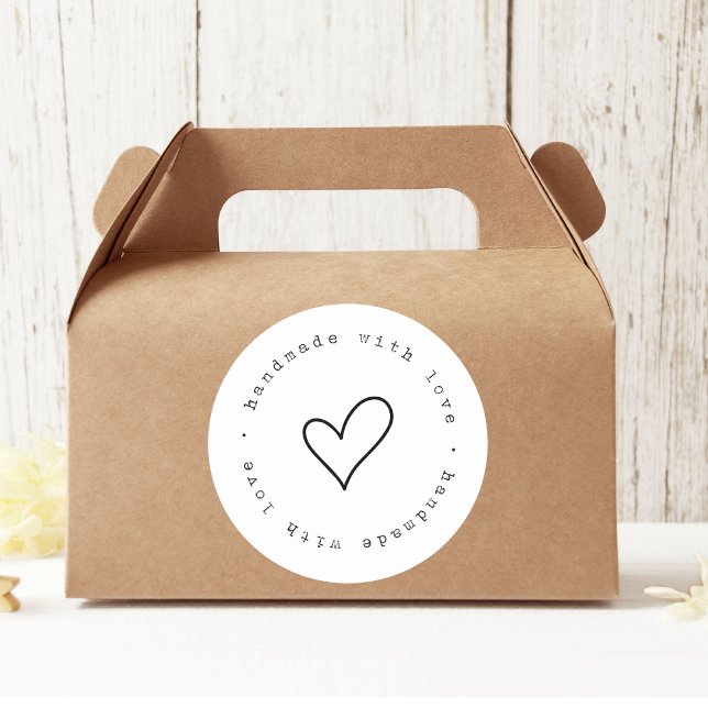 Redondo Feita à mão com amor com adesivo cardíaco | Person (Criador carregado)