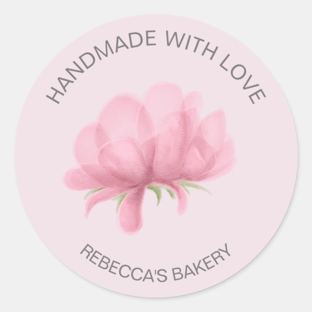 Redondo Feita a palha rosa com adesivo de amor (Frente)