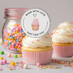 Redondo Feita com amor com o adesivo Cupecake
