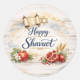 Redondo Feliz Adesivo de Shavuot, Chag Shavuot Sameach