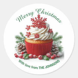Redondo Feliz Cupcake de Natal com amoroso adesivo