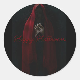 Redondo Feliz Halloween Adesivo de Bruxa Vermelha Sinistra