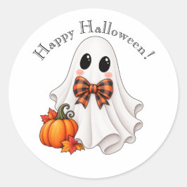 Redondo Feliz Halloween Menina Fofa Fantasma Adesivo