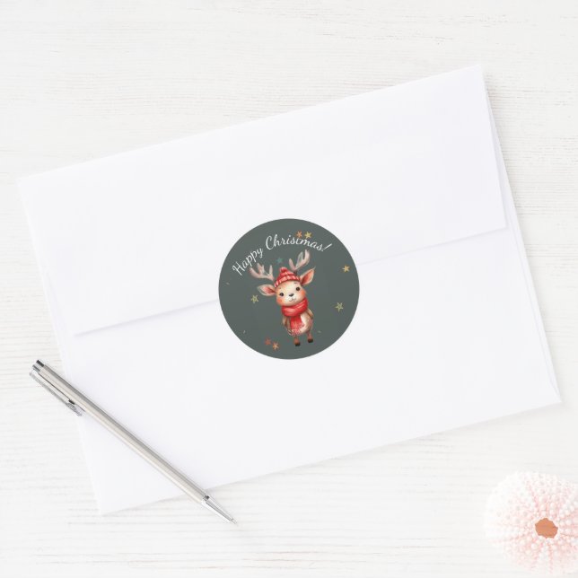 REDONDO FELIZ NATAL ADESIVO RETRÔ RENDA (Envelope)