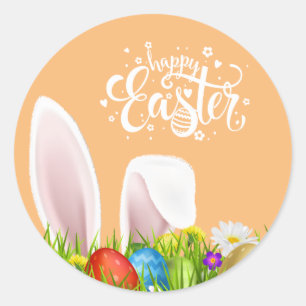Redondo Felz pascoa Floral Bunny Ears  Adesivo
