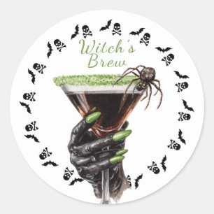 Redondo Festa de Cocktail de Halloween Adesivo Poção de