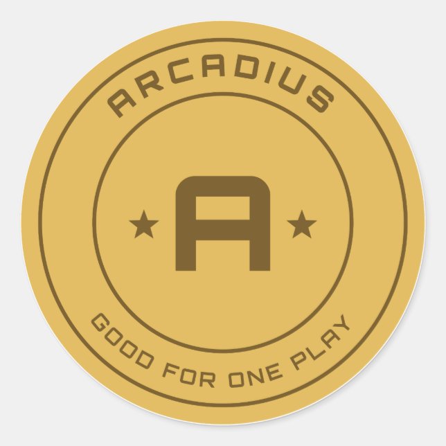 Redondo Ficha de Arcade Arcadius Adesivo (Frente)