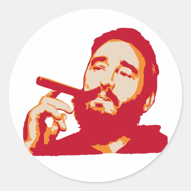 Redondo Fidel Castro com adesivo de retrato de charuto (Frente)