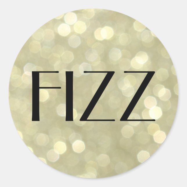 Redondo FIZZ sobre o adesivo das bolhas de champanhe (Frente)