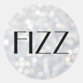 Redondo FIZZ sobre o adesivo das bolhas de champanhe prate