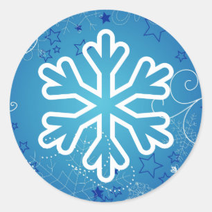 Redondo Floco de neve azul e branco - Adesivo de círculo
