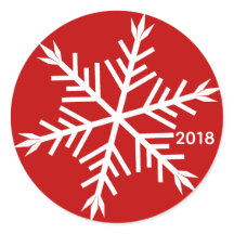 Floco de neve branco no adesivo personalizado verm