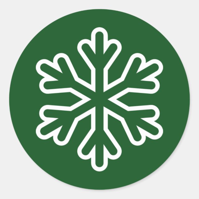 Redondo Floco de neve verde e branco - Adesivo de círculo (Frente)