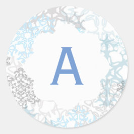 Redondo Flocos de neve brancos/azuis - Adesivo em círculo