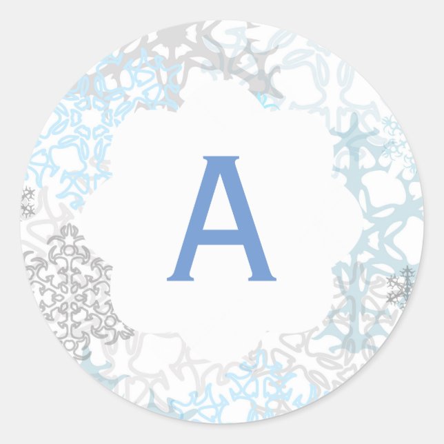 Redondo Flocos de neve brancos/azuis - Adesivo em círculo (Frente)