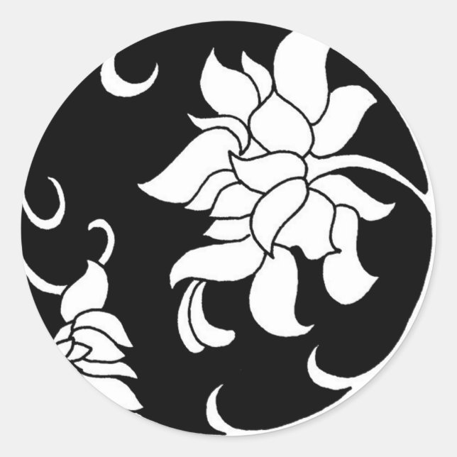 Redondo Flor Chinês de Peony - Adesivo (Frente)