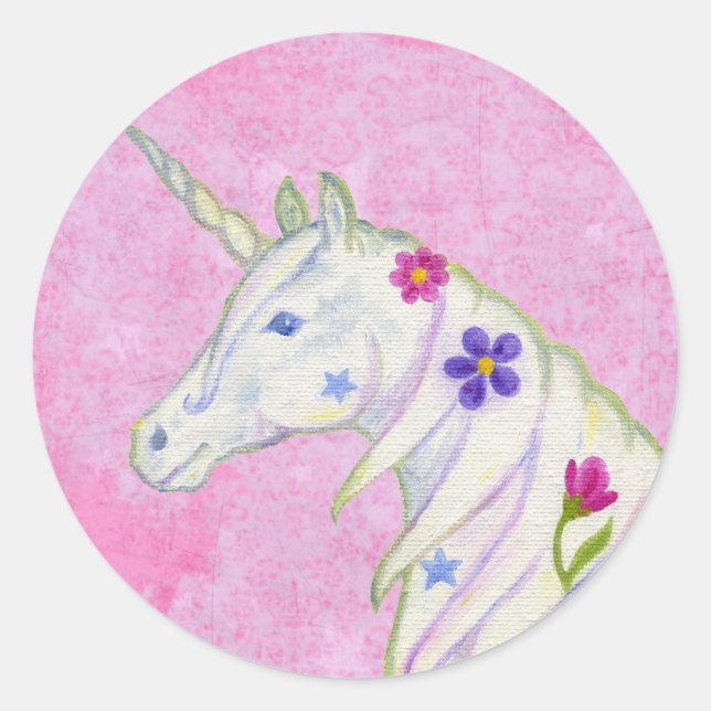 Redondo Flor Unicorn no adesivo rosa (Frente)