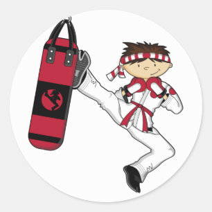 Redondo Folha do adesivo do Karate Boy