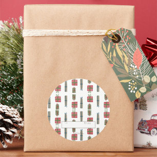 Redondo Folha do adesivo Holiday Presents - conjunto de 6