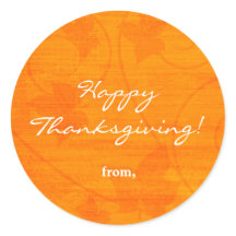 Folhas de Outono de Ação de Graças Laranja Adesivo