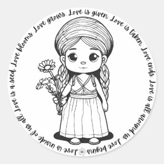 Redondo Garota com o adesivo "Amor é"