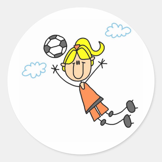 Redondo Garota de futebol joga o adesivo (Frente)