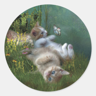 Redondo Gatinho Deseja um Adesivo de Arte