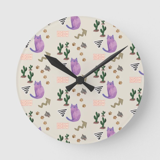 Redondo Gatinho Gatinho Relógio de Tempo de Meia (Frente)