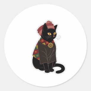 Redondo Gato Preto Chefe Tribal Adesivo