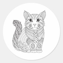 Gato Preto Ornamentado & Adesivo Gótico