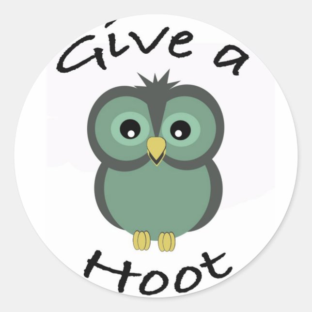 Redondo GIve um adesivo Hoot (Frente)
