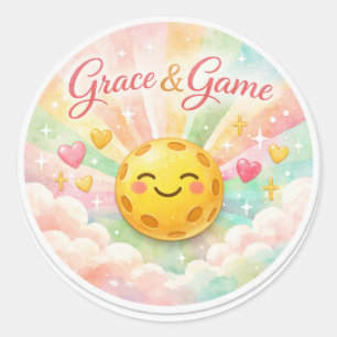 Redondo “Graça & Jogo – Adesivo de Fé Pickleball Pastel”