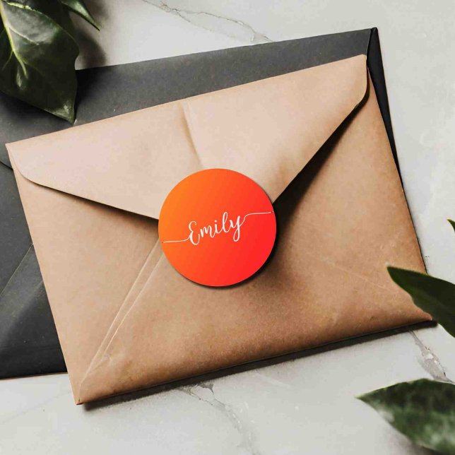 Redondo Gradiente laranja - adicione o nome do adesivo red (Criador carregado)