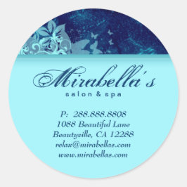 Redondo Grunge floral adesivo salão spa azul denim 2