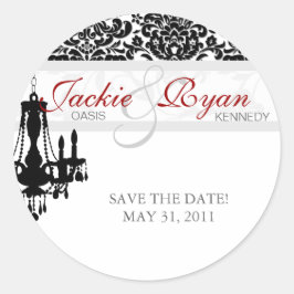 Redondo Guardar o adesivo de data do candelabro BW Damask