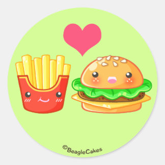 Redondo Hamburger Bonito e Adesivo de Fries