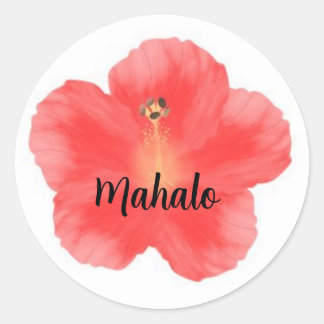 Redondo Hibiscus hawaii mahalo obrigado você adesivo