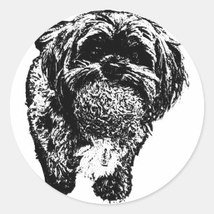Redondo Hora da Bola do Shih Tzu Adesivo de Cachorro Min