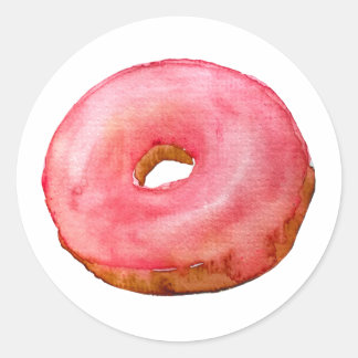Redondo Ilustração de Comida do adesivo com Rosquinha rosa