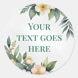 Redondo ilustração de texto de coroa floral adesivo aquare