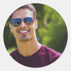 Redondo Imagem personalizada simples, adesivo de fotografi