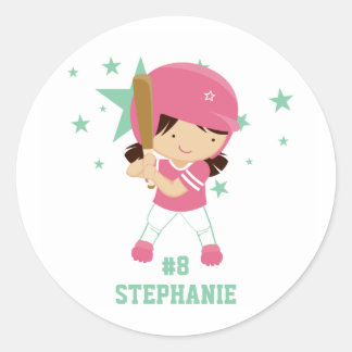 Redondo Jogador personalizado de softball e adesivo de est