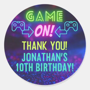 Redondo JOGO LIGADO! Adesivo Neon de Jogos – 10º Aniversár
