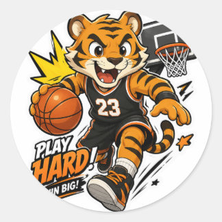 REDONDO JOGUE DURO VENÇA GRANDE ADESIVO DE BASQUETE TIGRE